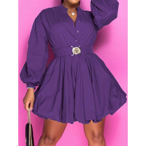 Black Balloon Sleeve Mini Dress | Chic Party Dress | Elegant Cocktail Look - Picture 8 of 11